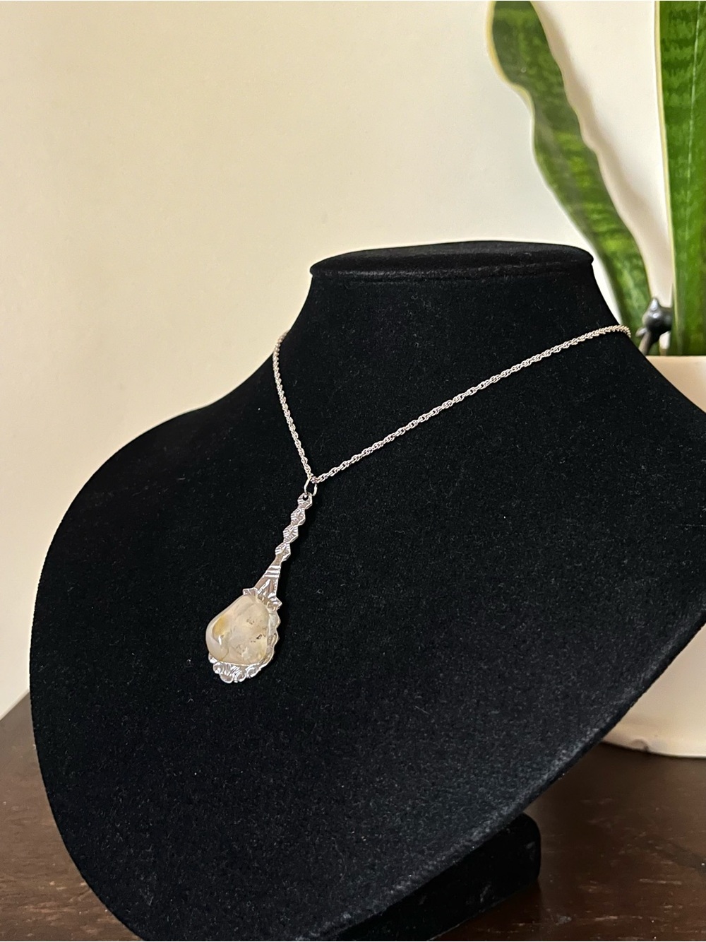 Vintage Gemstone Silver Pendant Necklace